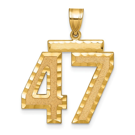 14k Large Brushed Diamond-cut Number 47 Charm