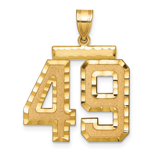 14k Large Brushed Diamond-cut Number 49 Charm