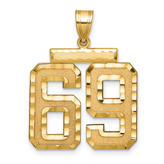 14k Large Brushed Diamond-cut Number 69 Charm