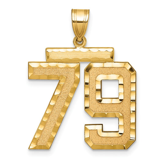 14k Large Brushed Diamond-cut Number 79 Charm