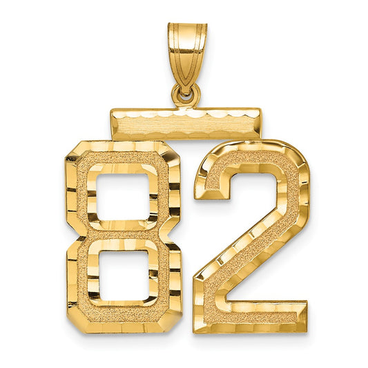 14k Large Brushed Diamond-cut Number 82 Charm