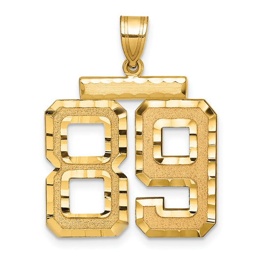 14k Large Brushed Diamond-cut Number 89 Charm