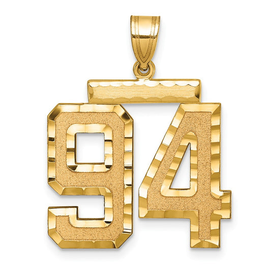 14k Large Brushed Diamond-cut Number 94 Charm