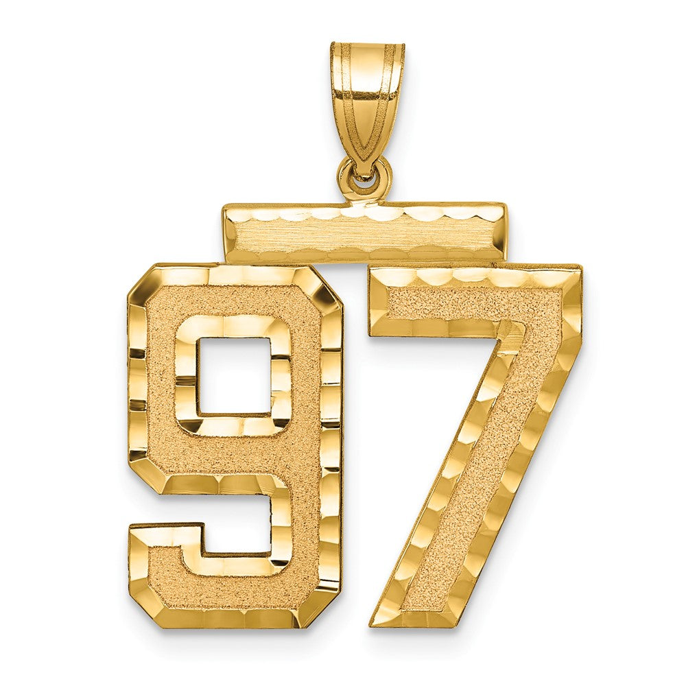 14k Large Brushed Diamond-cut Number 97 Charm