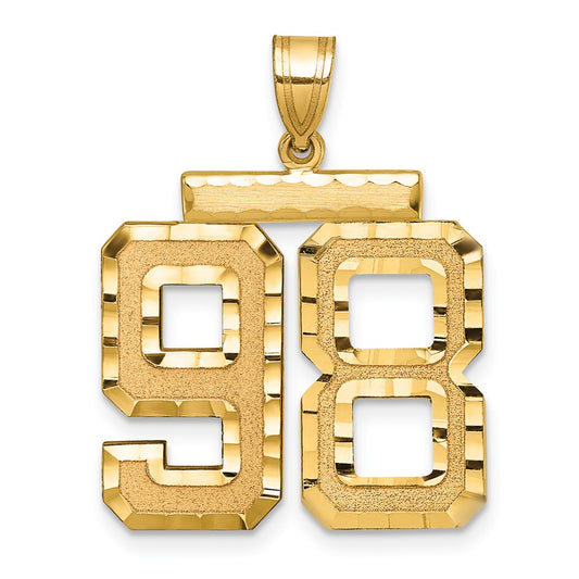14k Large Brushed Diamond-cut Number 98 Charm