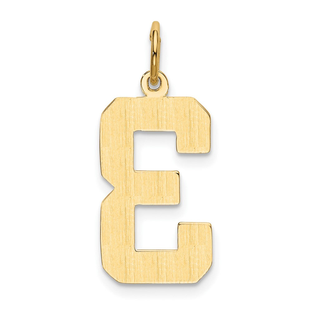 14k Large Polished Number 3 Charm