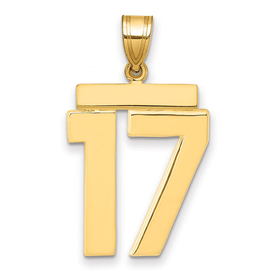 14k Large Polished Number 17 Charm