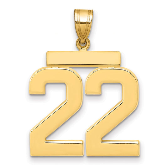 14k Large Polished Number 22 Charm