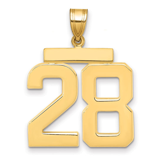 14k Large Polished Number 28 Charm