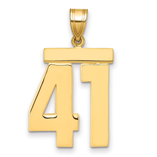 14k Large Polished Number 41 Charm