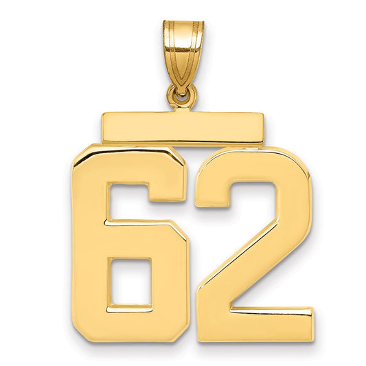 14k Large Polished Number 62 Charm