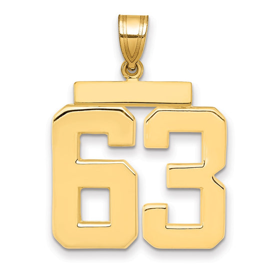 14k Large Polished Number 63 Charm
