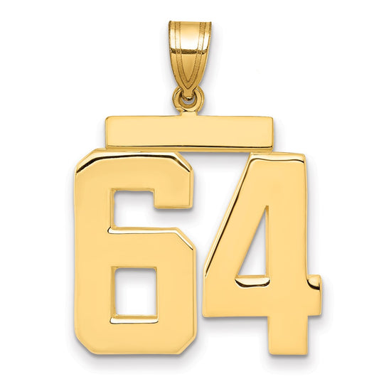14k Large Polished Number 64 Charm