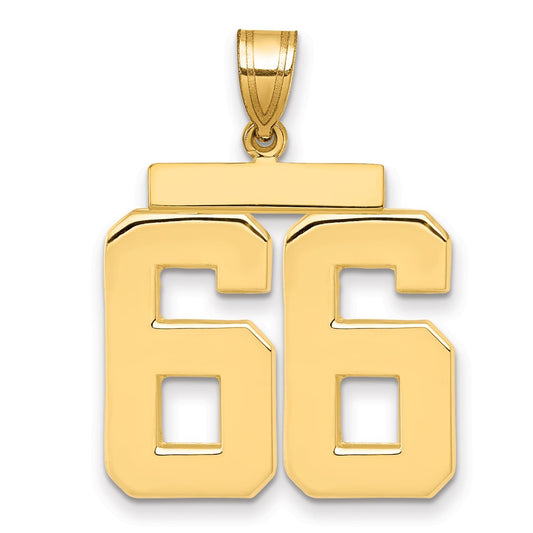 14k Large Polished Number 66 Charm
