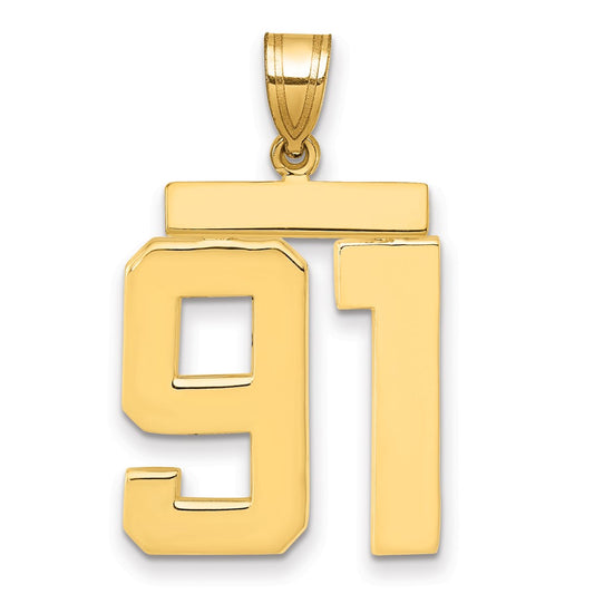 14k Large Polished Number 91 Charm
