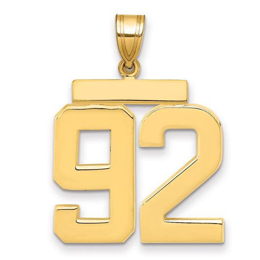 14k Large Polished Number 92 Charm
