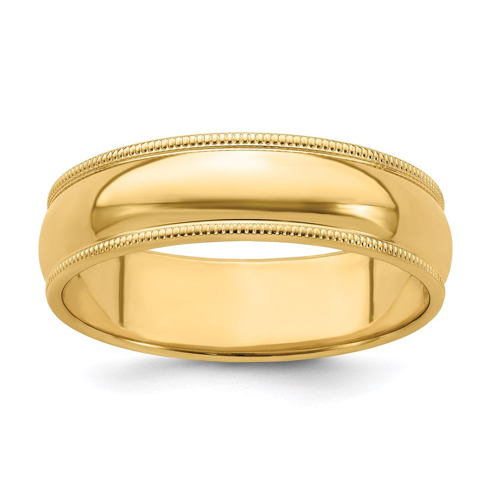 Sterling Silver Gold-plated 6mm Half Round Milgrain Size 10 Band
