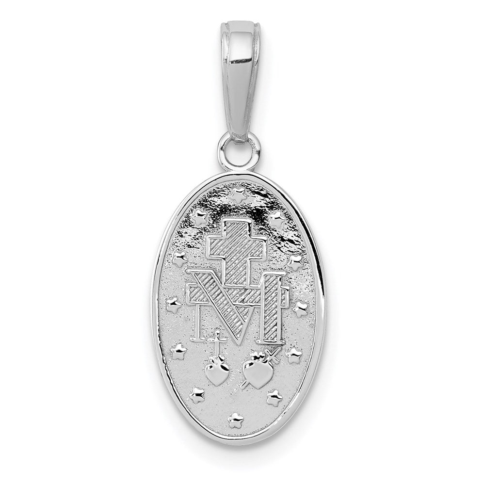 14k White Gold Virgin Mary Medal Pendant