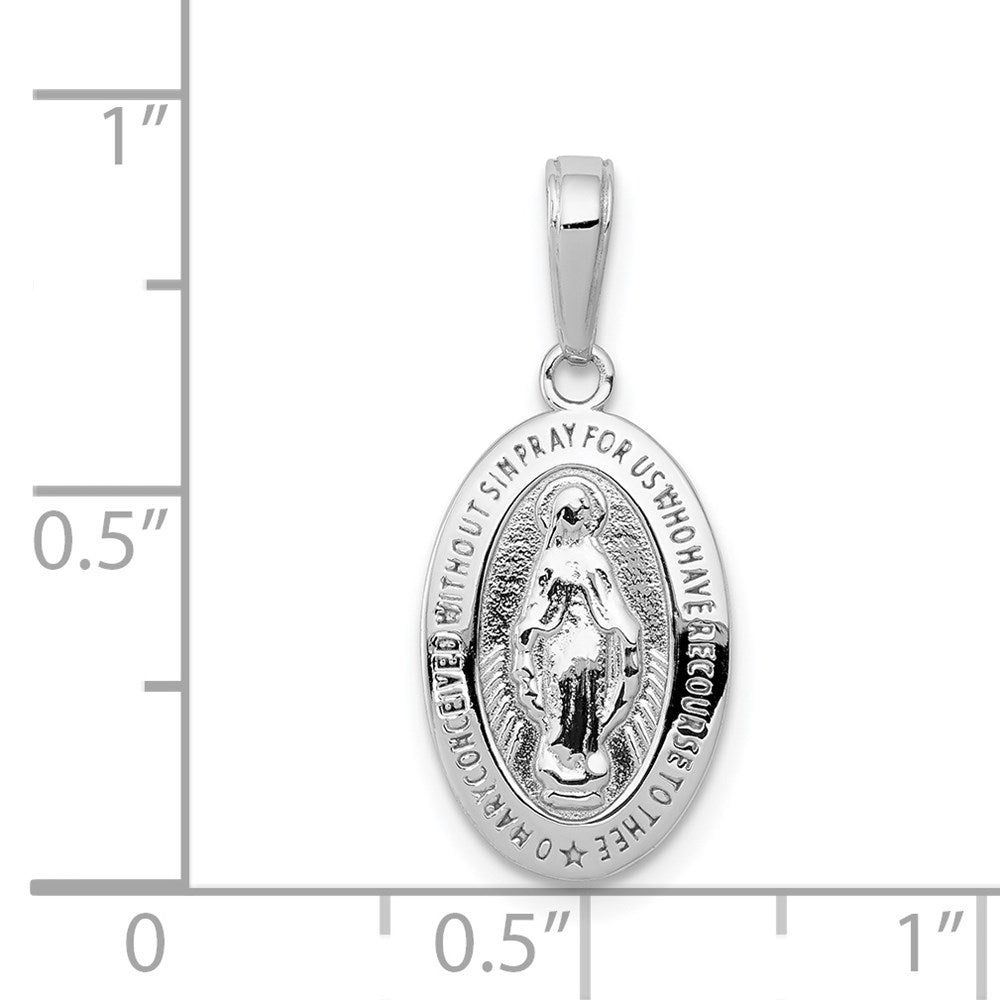 14k White Gold Virgin Mary Medal Pendant