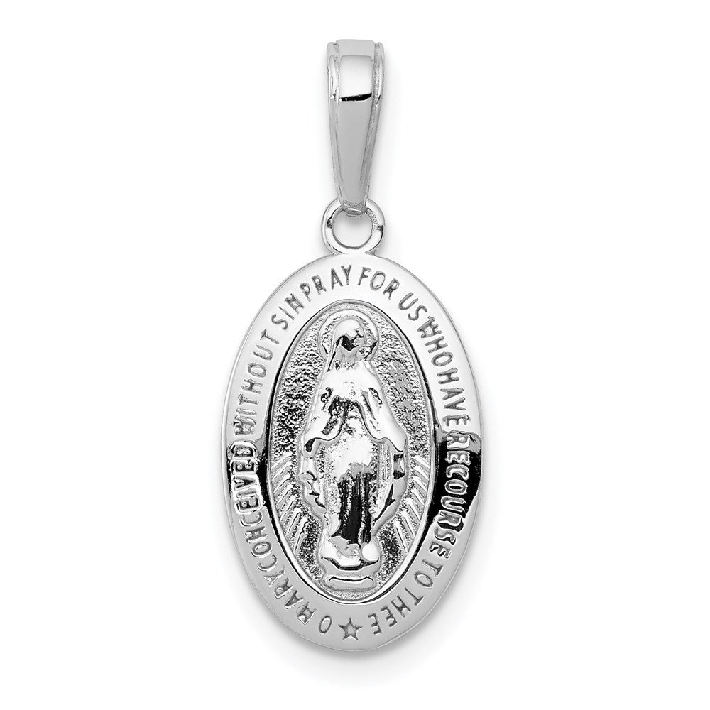14k White Gold Virgin Mary Medal Pendant