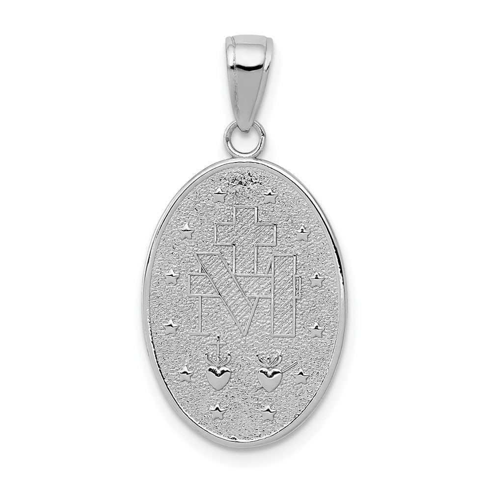14k White Gold Virgin Mary Medal Pendant