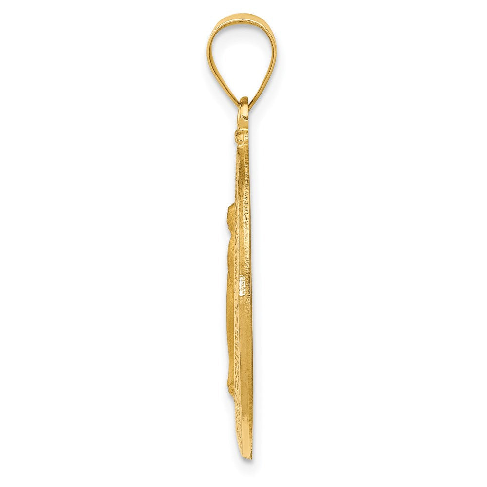 14k Hollow Virgin Mary Medal Oval Pendant