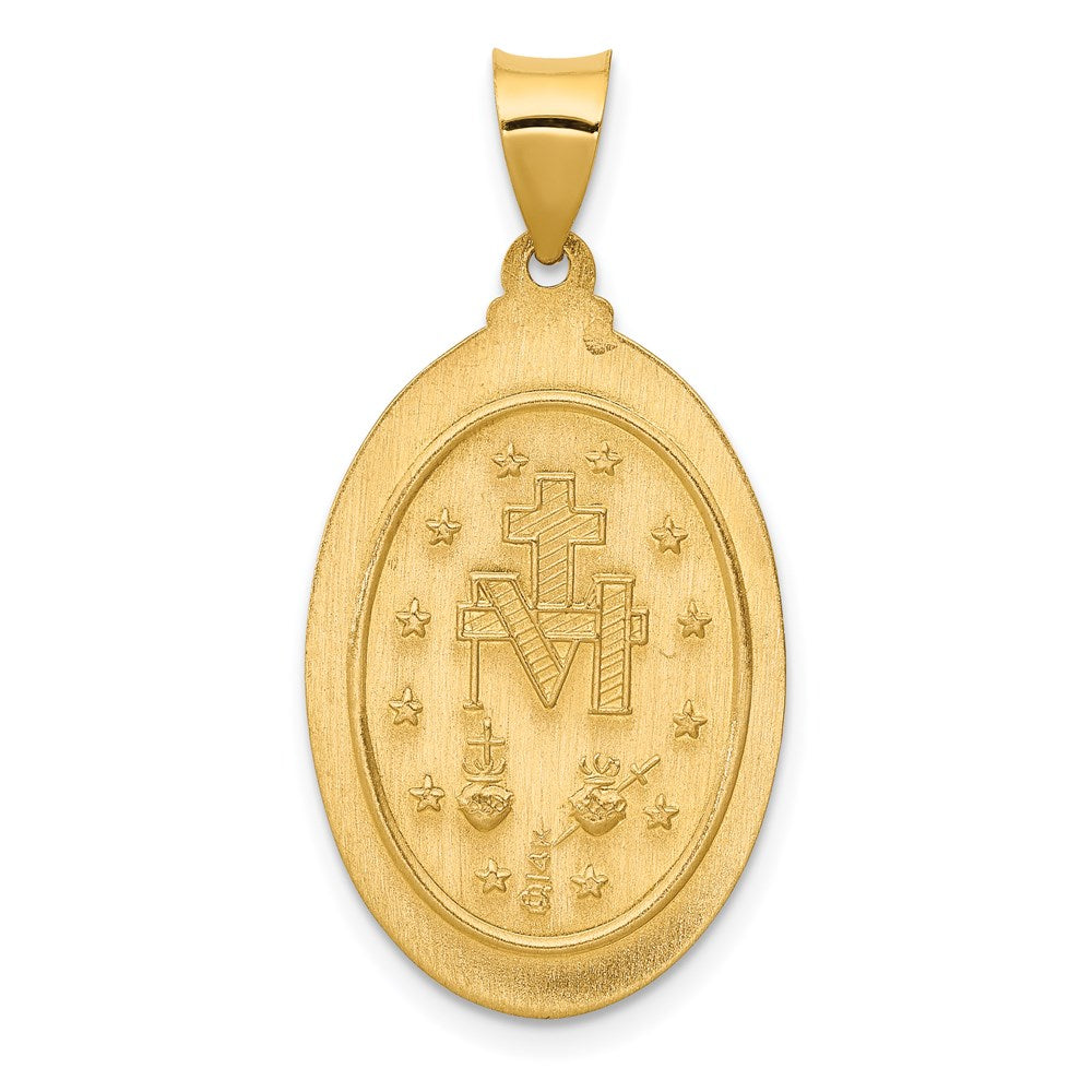 14k Hollow Virgin Mary Medal Oval Pendant