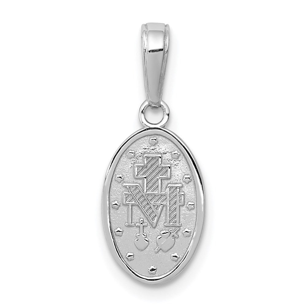 14k White Gold Virgin Mary Medal Charm