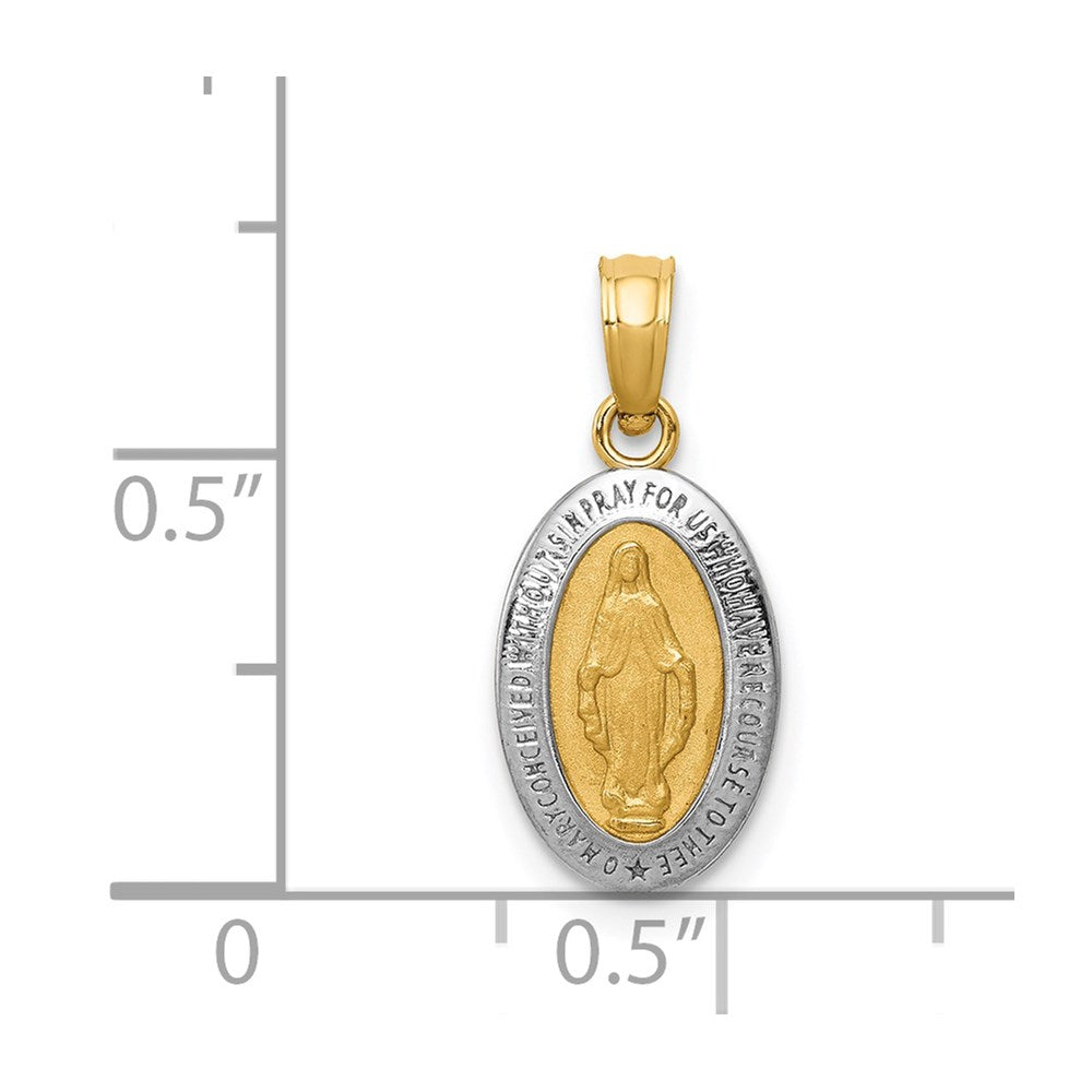 14k w/Rhodium Virgin Mary Medal Charm