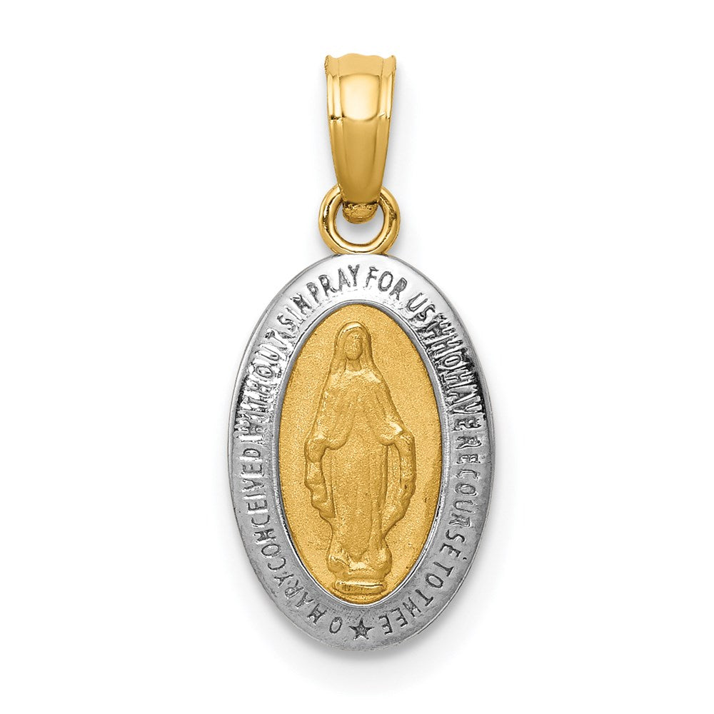 14k w/Rhodium Virgin Mary Medal Charm