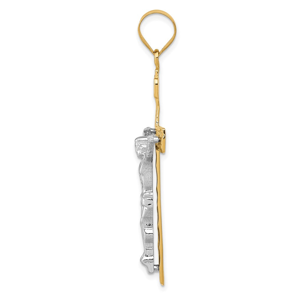14k Two-tone INRI Crucifix Pendant