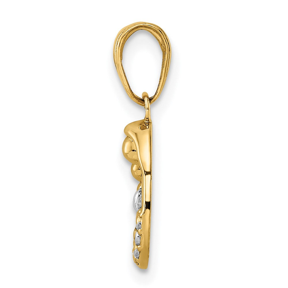 14k and White Rhodium Diamond-cut Mother and Teardrop Pendant