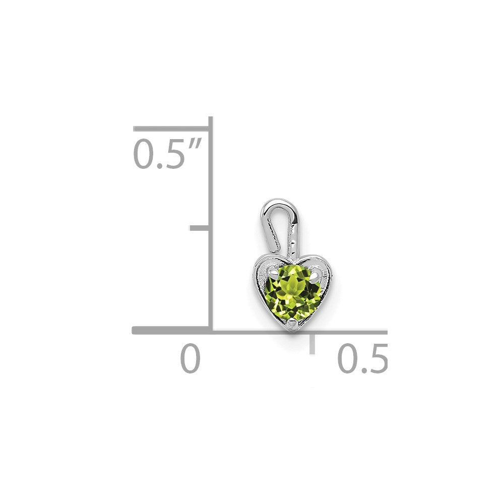 14k White Gold August Synthetic Birthstone Heart Charm