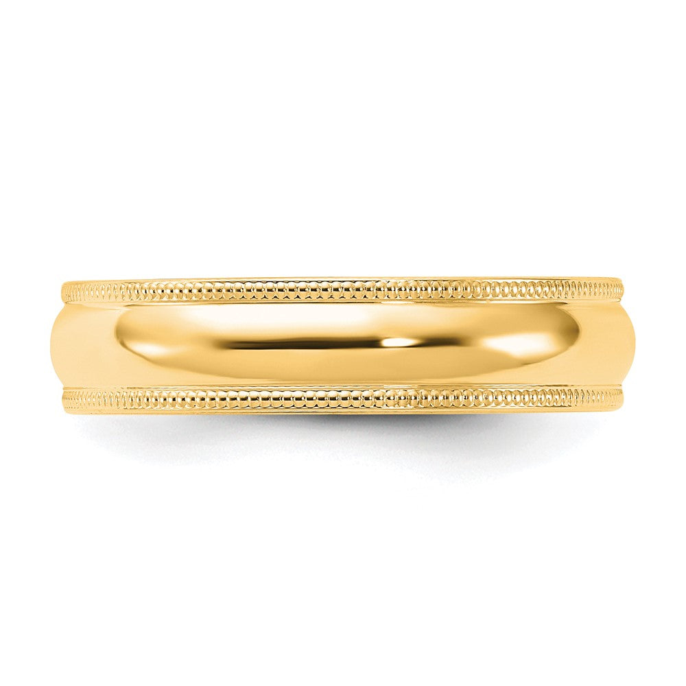 14k Yellow Gold 5mm Milgrain Half Round Comfort Fit Wedding Band Size 4.5