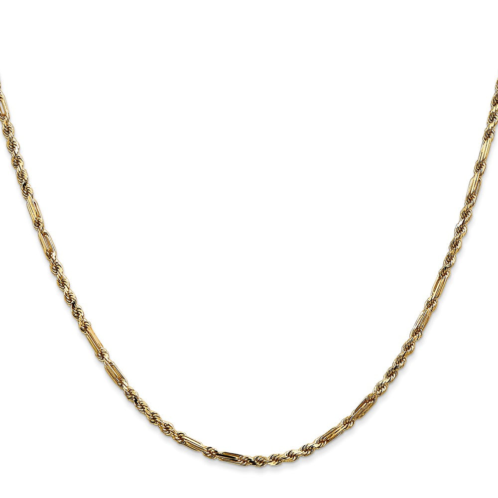 14K 18 inch  2.25mm Diamond-cut Milano Rope with Lobster Clasp Chain
