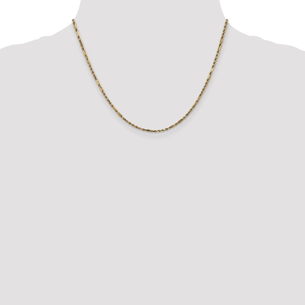 14K 18 inch  2.25mm Diamond-cut Milano Rope with Lobster Clasp Chain