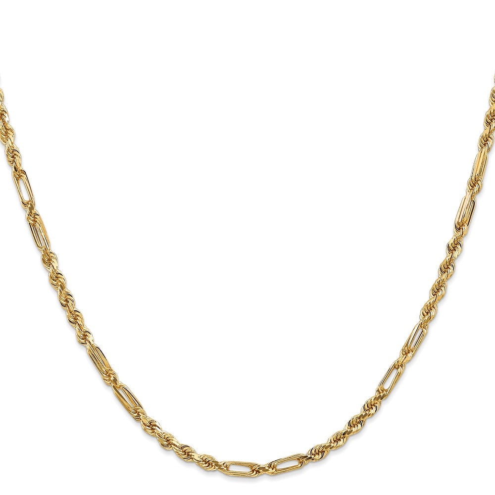 14K 22 inch  3mm Diamond-cut Milano Rope with Lobster Clasp Chain