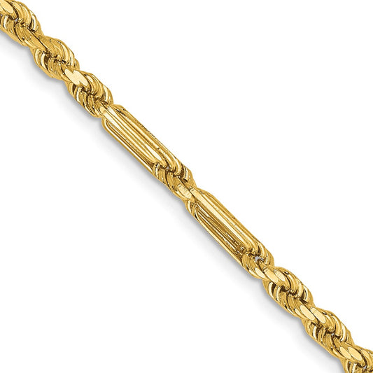 14K 16 inch  3mm Diamond-cut Milano Rope with Lobster Clasp Chain