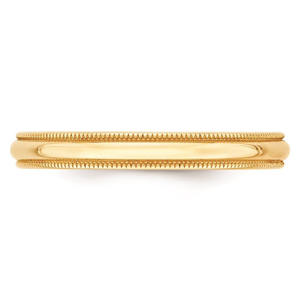 14k Yellow Gold 3mm Lightweight Milgrain Half Round Wedding Band Size 6.5