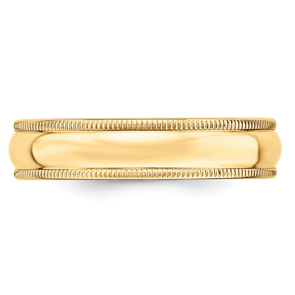 14k Yellow Gold 5mm Lightweight Milgrain Half Round Wedding Band Size 14