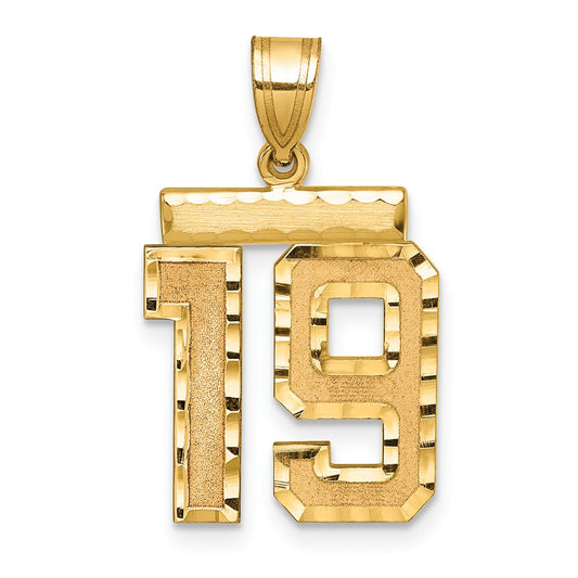 14k Medium Diamond-cut Number 19 Charm