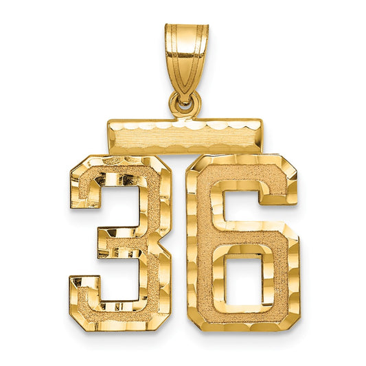 14k Medium Diamond-cut Number 36 Charm