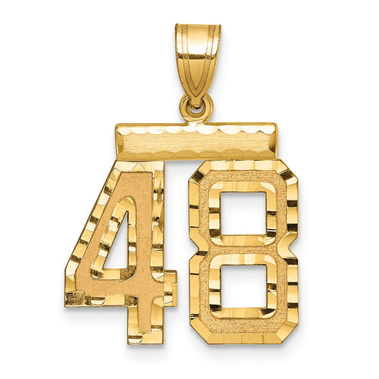 14k Medium Diamond-cut Number 48 Charm