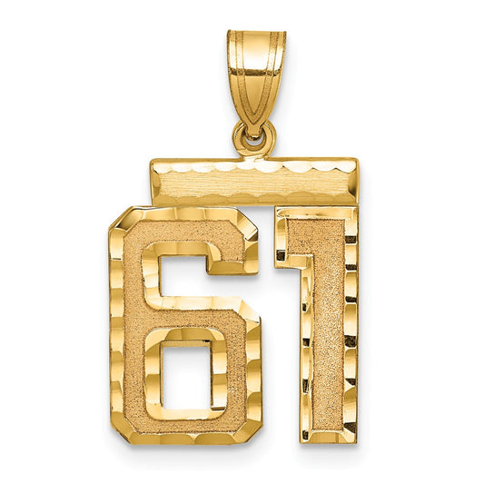 14k Medium Diamond-cut Number 61 Charm