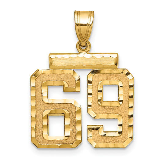 14k Medium Diamond-cut Number 69 Charm