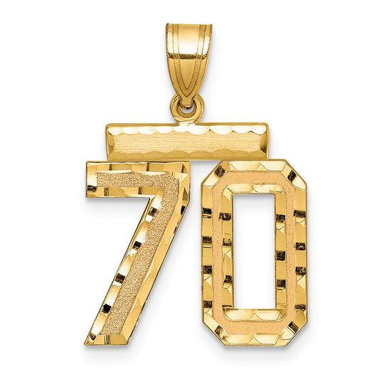 14k Medium Diamond-cut Number 70 Charm