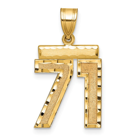 14k Medium Diamond-cut Number 71 Charm