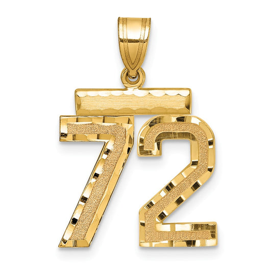14k Medium Diamond-cut Number 72 Charm