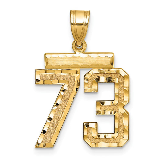 14k Medium Diamond-cut Number 73 Charm