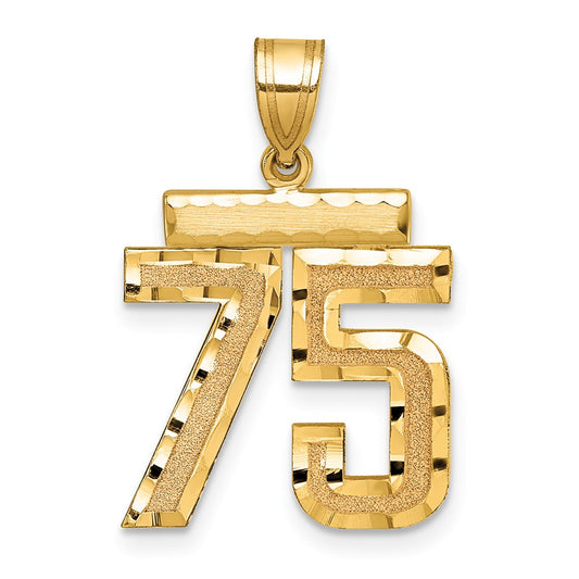 14k Medium Diamond-cut Number 75 Charm